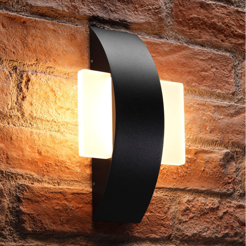 Galarza Black 60.45cm H Integrated LED Frosted Glass Outdoor Flush Mount