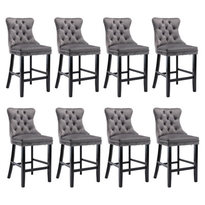 Modern Velvet Upholstered Bar Stools