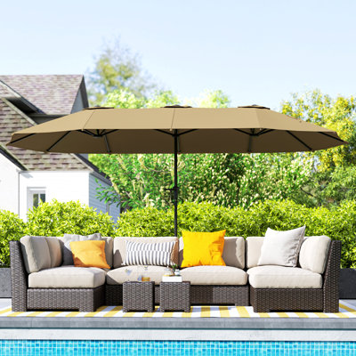 13 ft. Extra Large Patio Umbrella, UPF30+ Double Umbrella Outdoor Patio with Easy Crank Handle, Vents for Garden, Pool, Lawn, Coffee