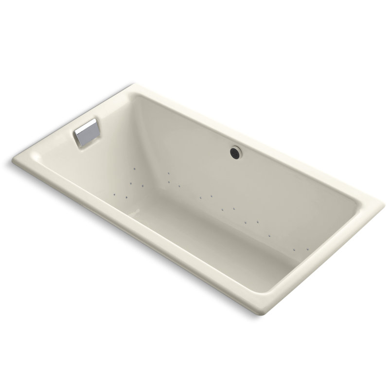 Tea for Two 66" x 36" Drop In Air Bathtub, Sandbar, Polished Chrome