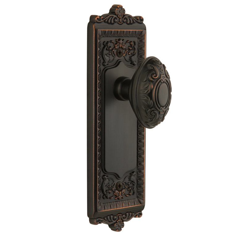 Grand faux Windsor plaque double avec bouton de porte grande victorienne, Bronze intemporel