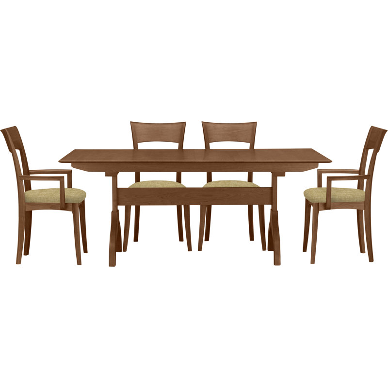 Sarah 5 - Piece Dining Set, Saddle Cherry, Coffee Leather