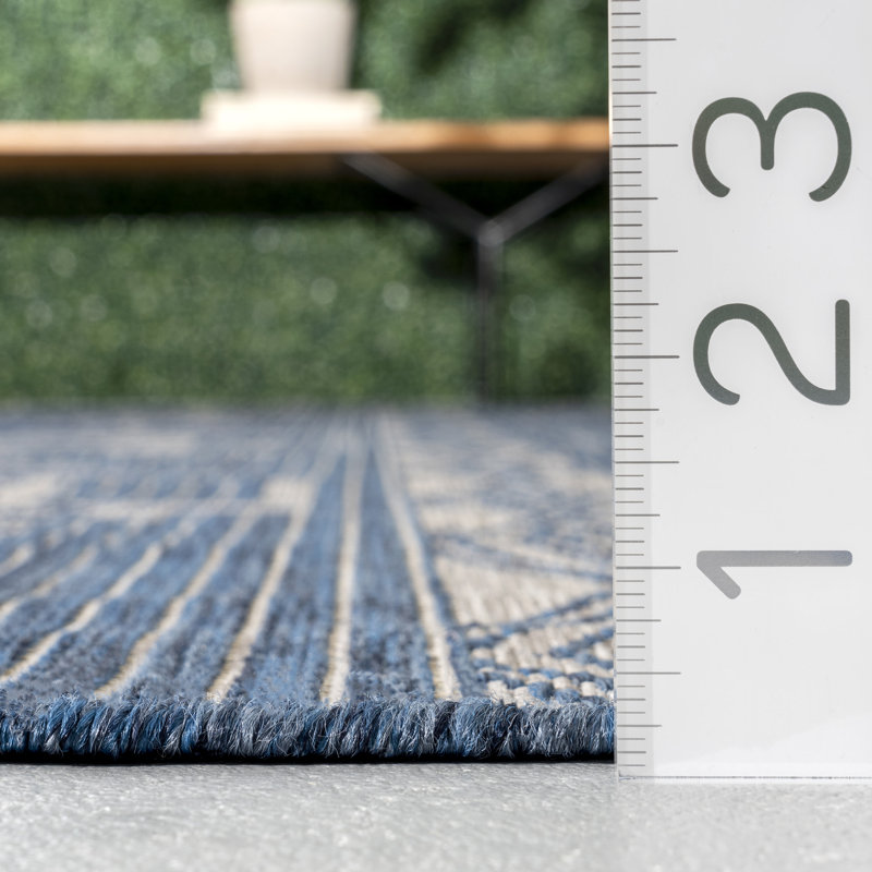 Tapis bleu / crème Southwestern, Rectangle de 5 pi x 8 pi