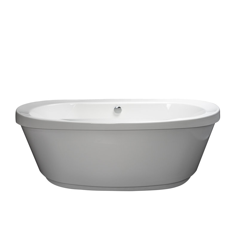 Inizio™ 65.5" x 35.625" Freestanding Soaking Bathtub, White/Brushed Nickel