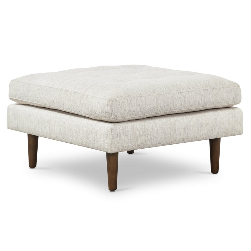  Velvet Upholstered Ottoman, Bright Ash