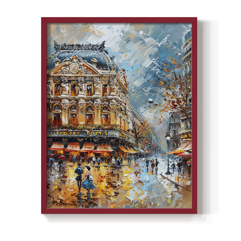 LANDSCAPES Series CCCXLI Framed Print - Solid Wood, 15" H x 12" W, Red