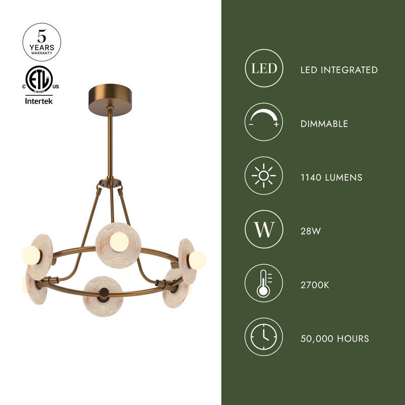 Dahlia 28-in Urban Bronze dimmable LED Chandelier, Oil Rubbed Bronze