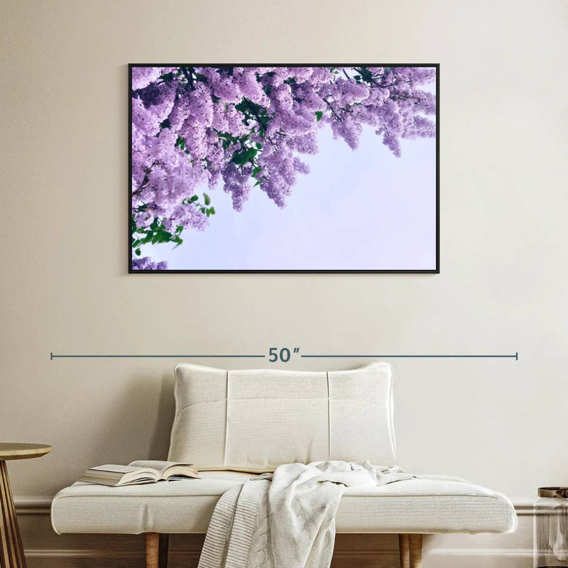 Délicats lilas mauves, Cadre flottant noir, 40 po x 27 po