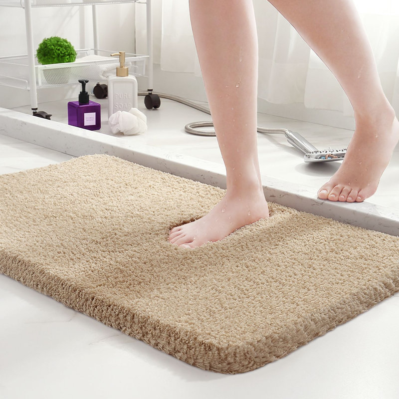 Tapis pour salle de bain Gaenside, L 59 po x l 24 po, Brun clair