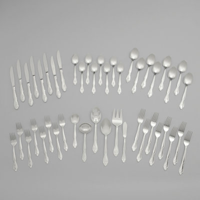 Riverridge Home Rose 46 Piece 18/10 Stainless Steel Flatware Set, Service For 8