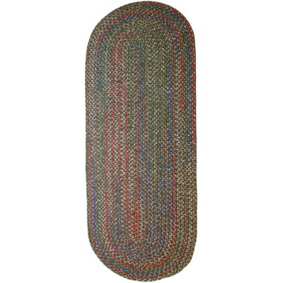 Tapis brun / rouge tressé à motif géométrique d'intérieur / d'extérieur Deckerville