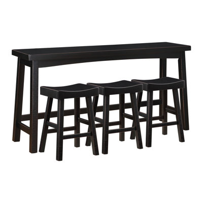 Table et tabourets noirs à hauteur de comptoir en bois massif pour une finition contemporaine avec 3 chaises