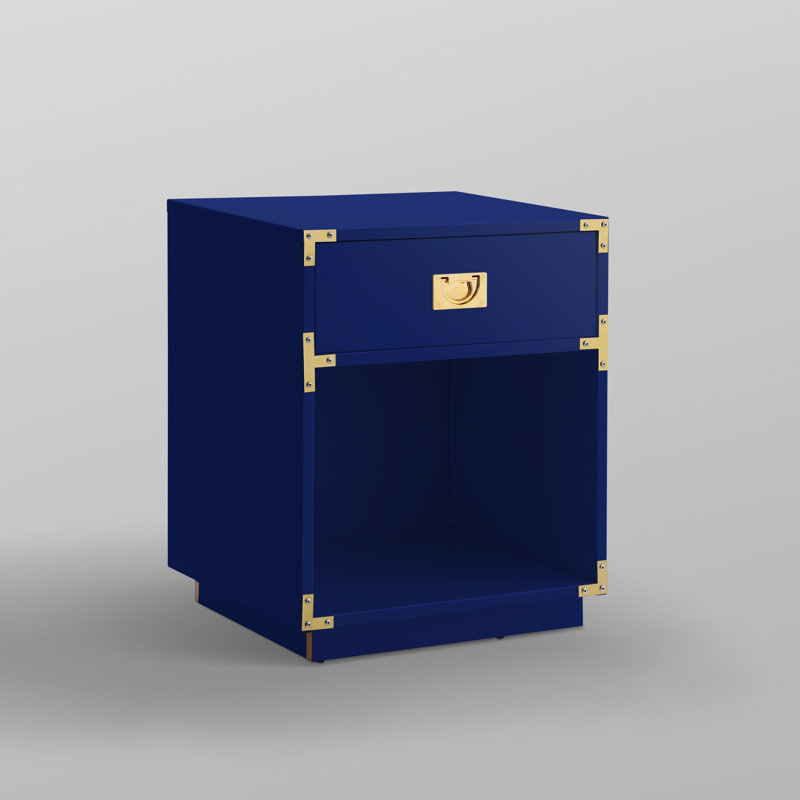 Table d'appoint / de table de chevet Alah Miami, Bleu marine foncé / or