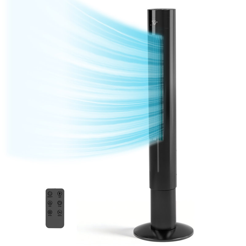 Electactic 43" Tower Fan With 85° Oscillation, Remote Control, 3 Modes & 12h Timer, Black