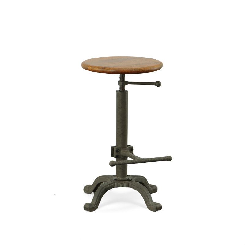 Pitzer Swivel Adjustable Height Counter Stool with Metal Frame, Chestnut/Gray