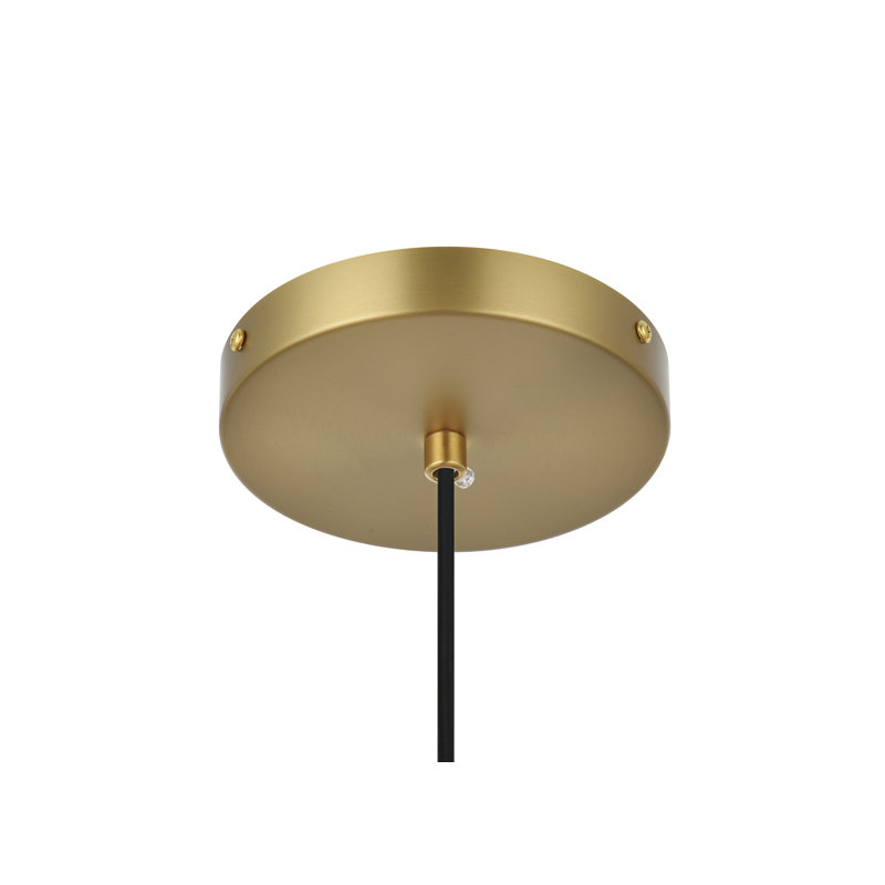 Luminaire suspendu simple à intensité variable 1 lumière Yearby Yearby, H 65 po x l 10 po x P 10 po, Transparent, Doré