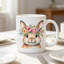 1pc Boho Bunny Ceramic Mug with Cute Ears & -Shaped Handle Easter Bunny Cup for Coffee.
