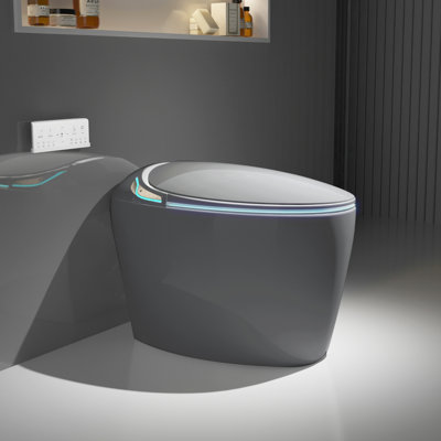 Egg Shaped Smart Toilet with Built-in Bidet Intelligent Modern Toilet with LED Display, Auto Open/Close Seat, Warm Water & Dryer, 4 Washing Modes