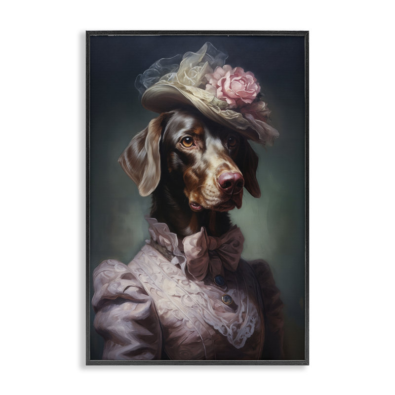 Giclée encadrée de style victorien Chocolate Lab, par Wumples, H 30 po x l 20 po, Giclée encadrée noir minuit