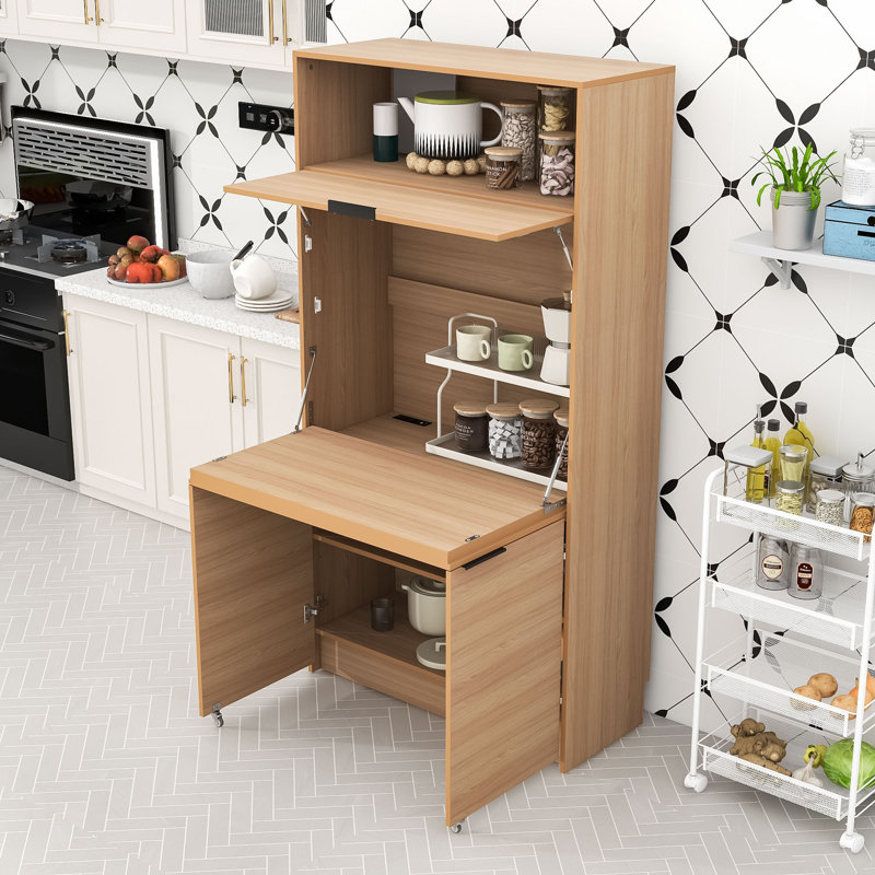 Buffet multifonctionnel avec garde-manger et rangement, Naturel