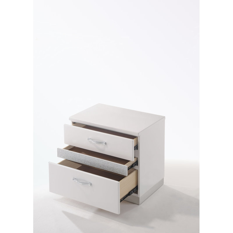 Nightstand with two drawers and metal handles