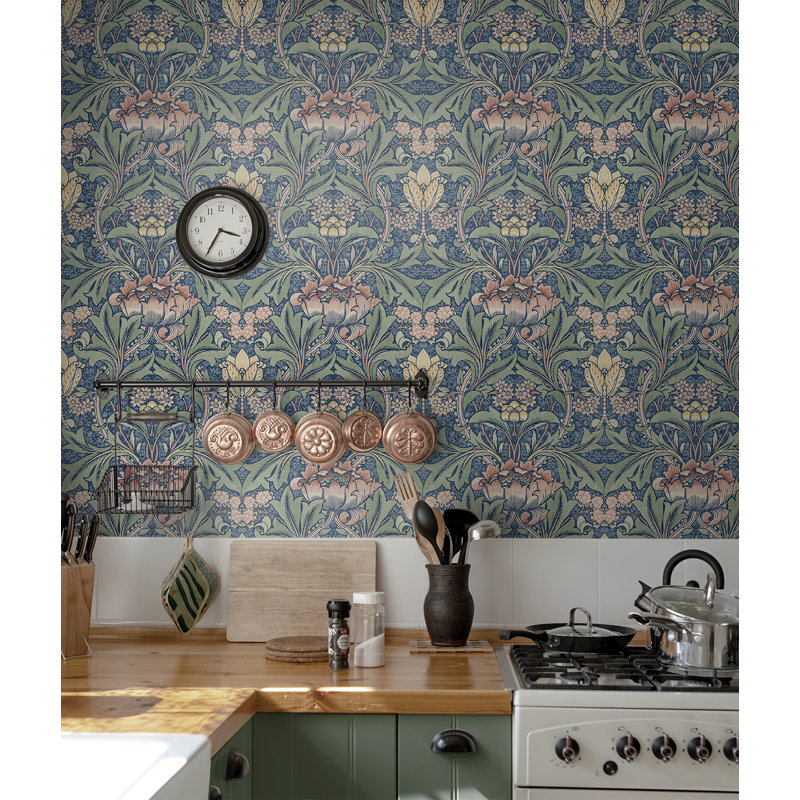 Bradden 5.48m x 52.07cm Satin Peel & Stick Wallpaper Roll, Blue