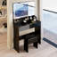 Table de coiffeuse à miroir 31 po avec tabouret rembourré à DEL, éclairage à intensité variable 3 couleurs, bureau de maquillage noir compact