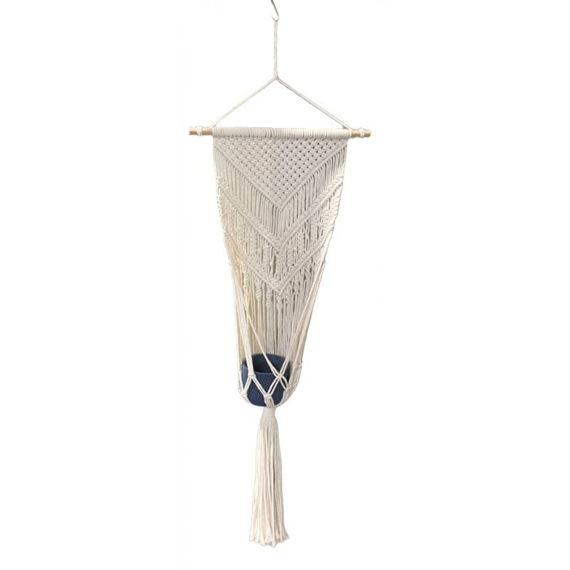 Pot à fleurs suspendu en macramé
