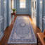 Tapis Laurel traditionnel, style persan audacieux, bleu, gris et crème, lavable à la machine, antidérapant, à poils courts, pour l'intérieur et l'extérieur, adapté aux animaux domestiques, idéal pour le salon, la chambre, la salle à manger, l'entrée, le couloir ou le bureau.-344246588