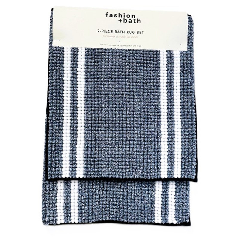 Ensemble de tapis de bain en chenille 2 pièces (50 x 60 + 50 x 75) - Rose, Gris