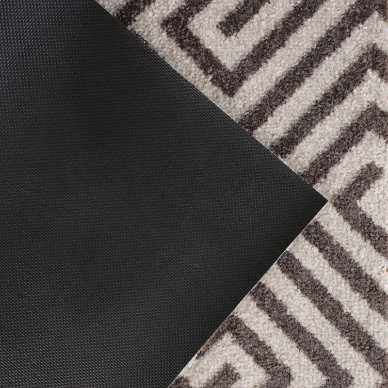 Charcoal Gray Geometric Rubber Backed Indoor/Outdoor Doormat