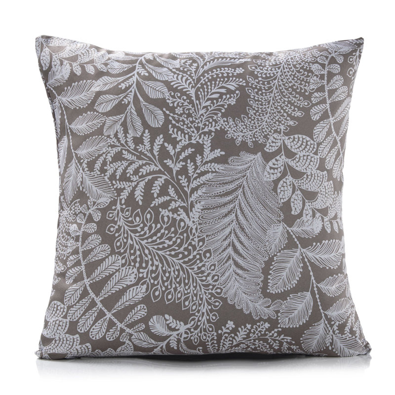 Iniguez Floral Square Throw Pillow Cover, Latte