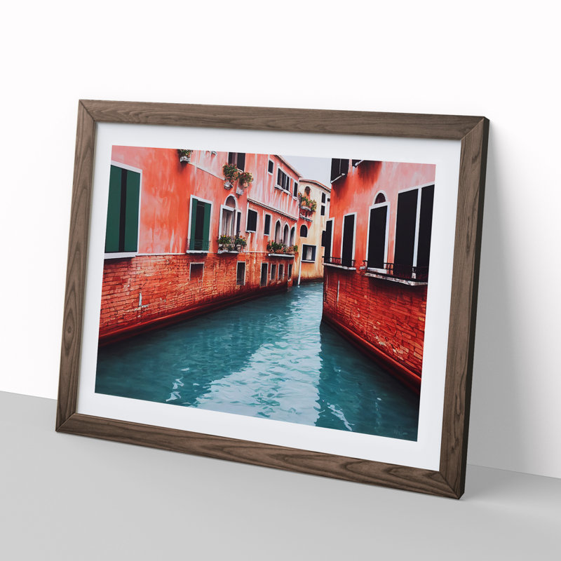 Venice Canal - Framed Print, 46cm H x 64cm W x 2cm D, Walnut
