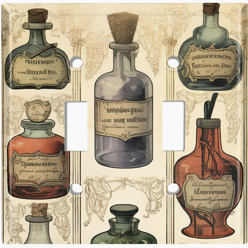 Couvercle de prise de courant en métal (Bouteille de potion d'Halloween - double basculement)