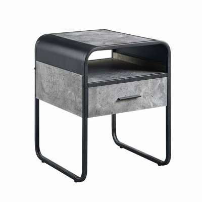 Metal Frame End Table With One Drawer