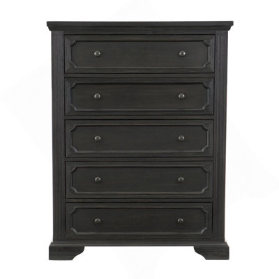 Traditional Design 5-Drawers Storage Chest 1Pc Charcoal Finish Rustic Style Bedroom Furniture