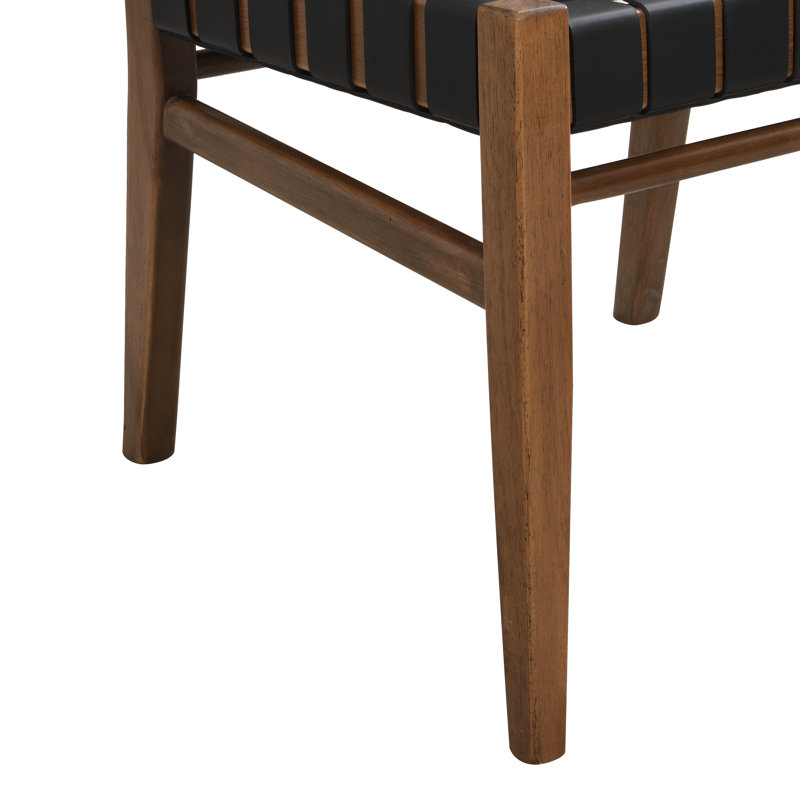 Ashmit High-Quality PU Leather Dining Chairs, Black/Walnut