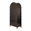 Armoire de cuisine 71 po en bois aggloméré noir avec porte en verre arquée, tablettes réglables et porte de grange pour le rangement de la salle à manger