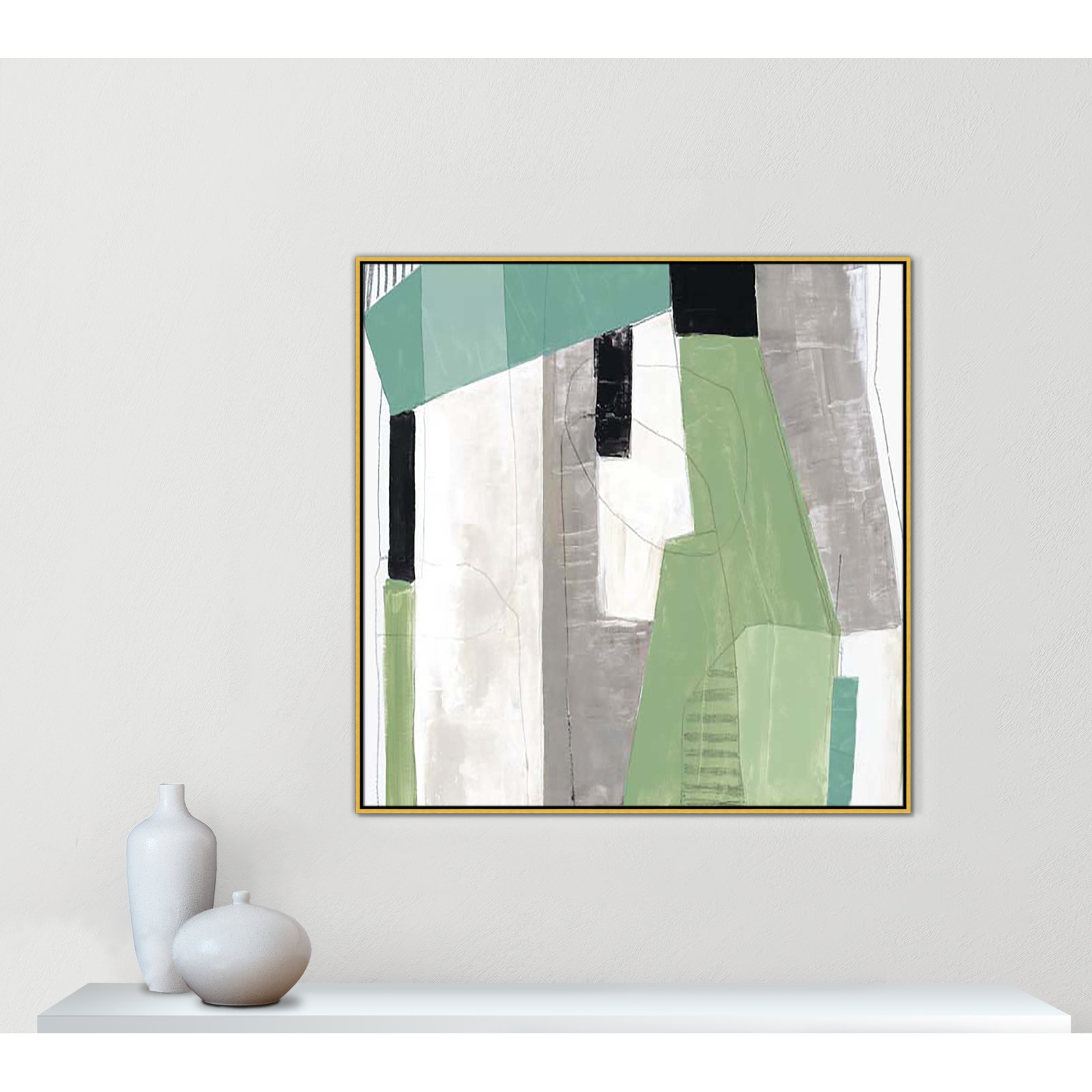 Evergreen Essence I Print, 46.5" H x 46.5" W x 2" D, Gold Floater Framed