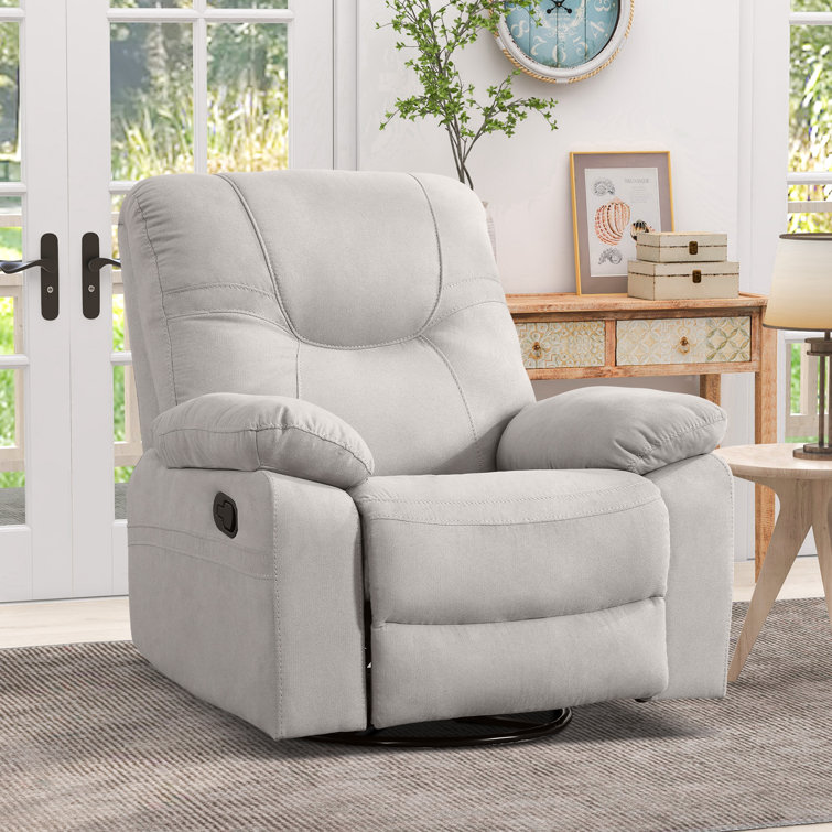 Primiana 38.2" Wide Modern and Overstuffed Soft Chenille Swivel And Rocker Manual Recliner With Removable Armrests
