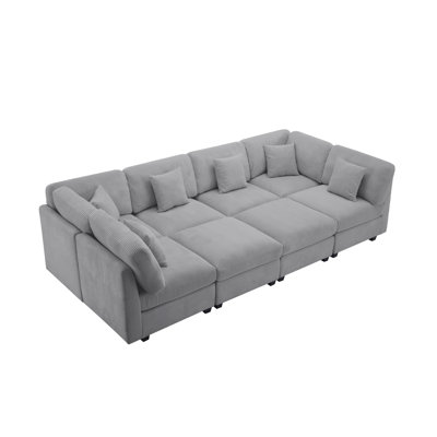 Corduroy 8-piece Sleeper Sofa Sectional by Latitude Run