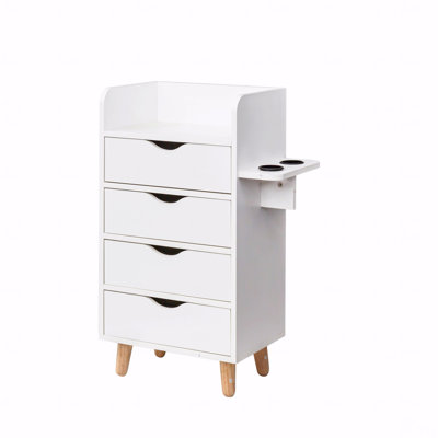 Armoire de rangement, armoire de rangement à 4 tiroirs, salon de couches, équipement de rangement pour coiffeuse, salon de coiffure avec 2 séchoirs à cheveux, tiroirs et pieds de table surélevés