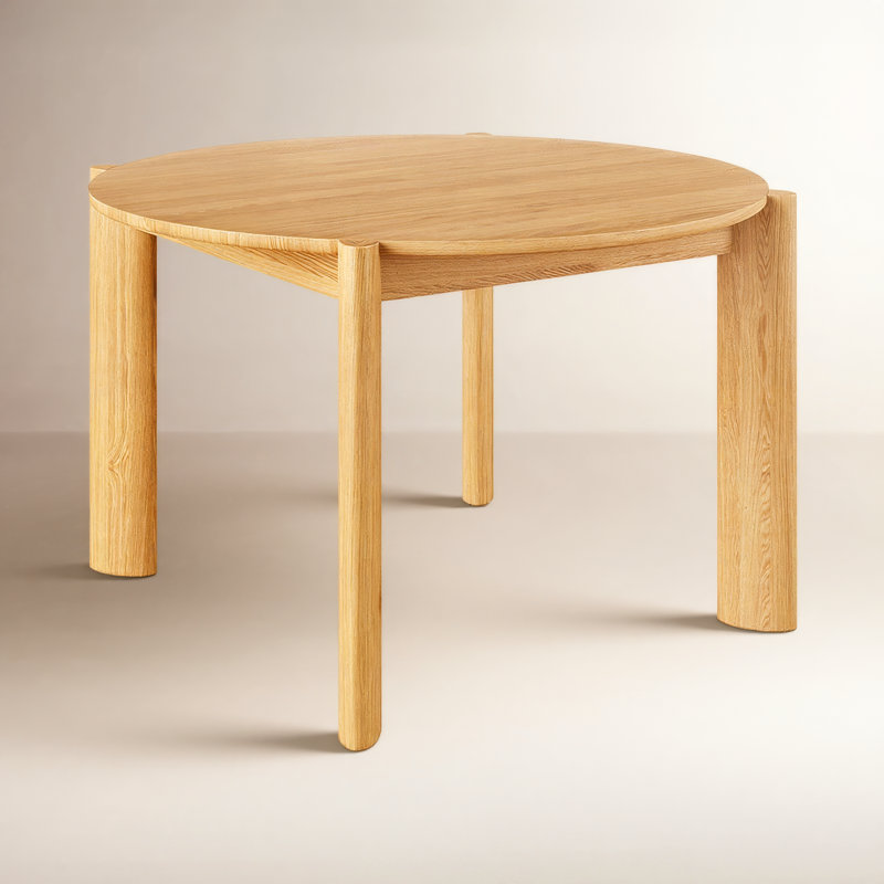 Bancroft Round Solid Wood Dining Table, White Oak