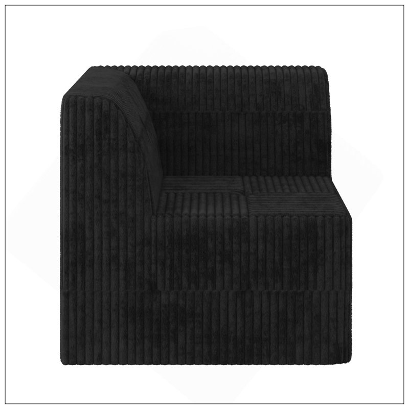 Canapé d'angle Canapé modulaire compressé Canapé en velours côtelé de style minimaliste moderne, Noir