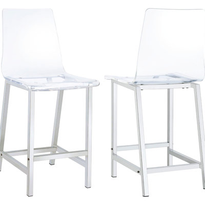 Clear And Counter Height Stools (2) - Contemporary Acrylic Bar With Strong Back Foot Supports For Dining Room Decoration 2 Construction Elegance