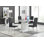 Renne Modern High Gloss Extendable Dining Table Set With 4 Quilted Faux Leather Dining Chairs