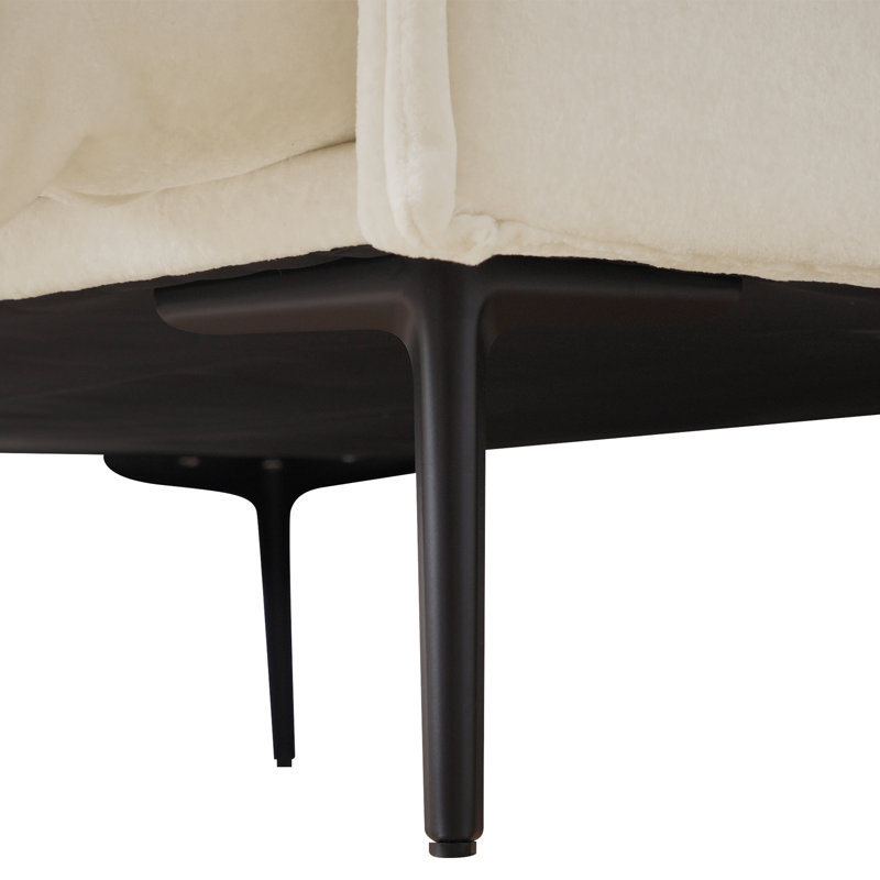 Traci Upholstered 39.37" Velvet Ottoman, Beige