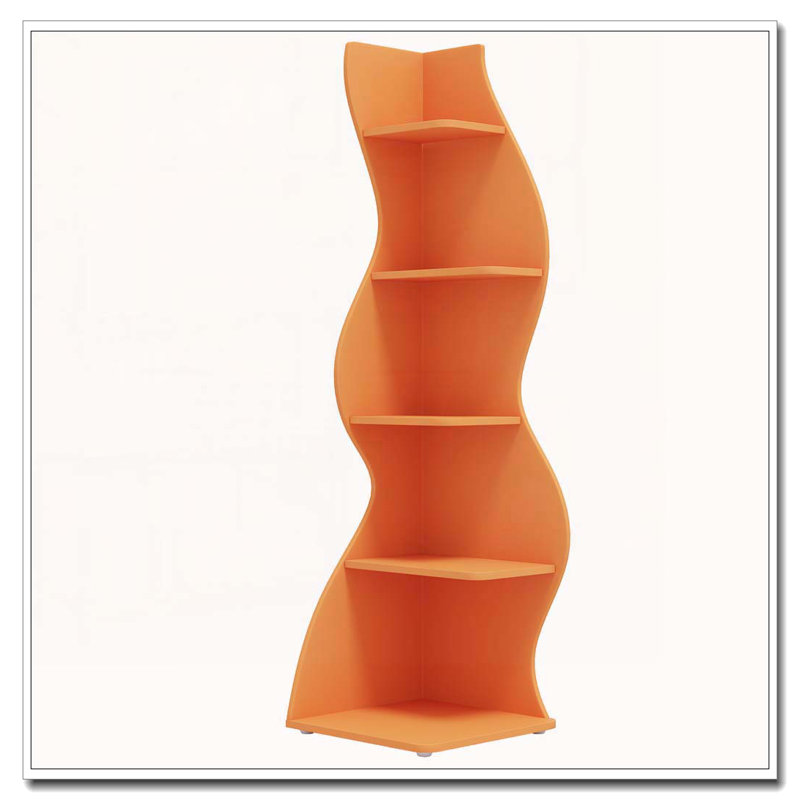Bibliothèque et support d'angle à 5 niveaux 69,8 po pour salon, Orange