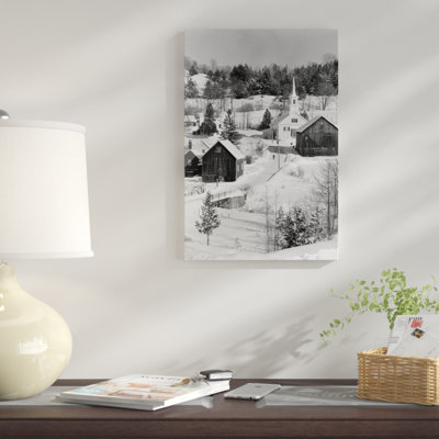 Reproduction de photo sur toile tendue, "1970 winter paysages of attendes river junction vermont usa"