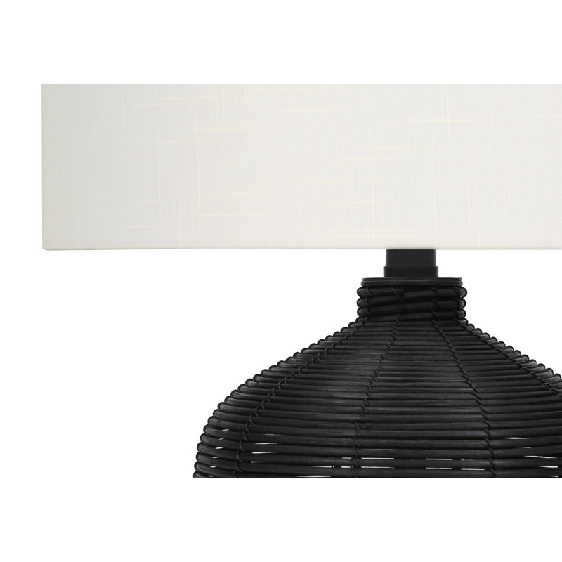 Lighting, H 23 po, lampe de table, abat-jour ivoire / crème, moderne, Noir